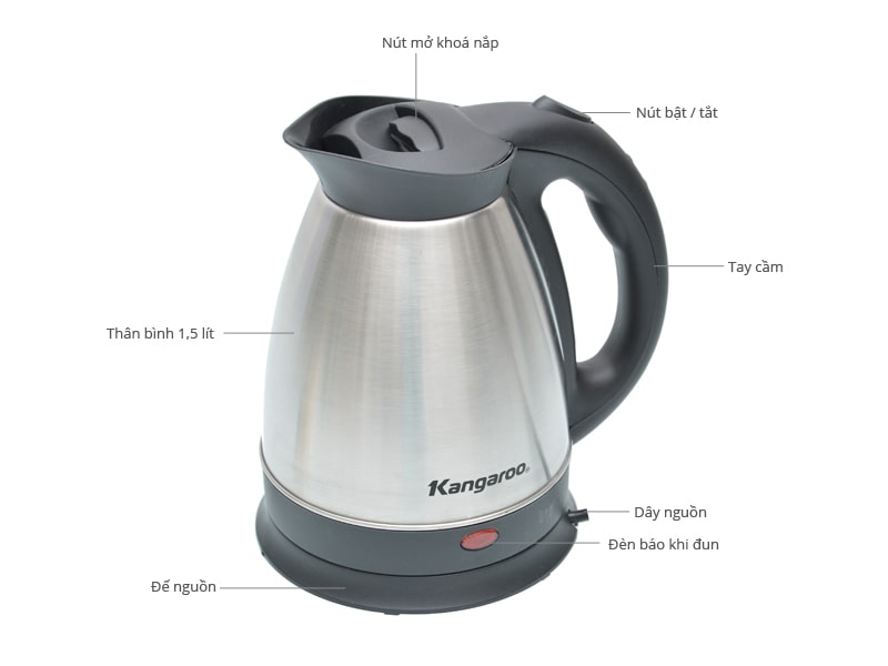 Ấm siêu tốc 1.5 lít Kangaroo KG337 1500W