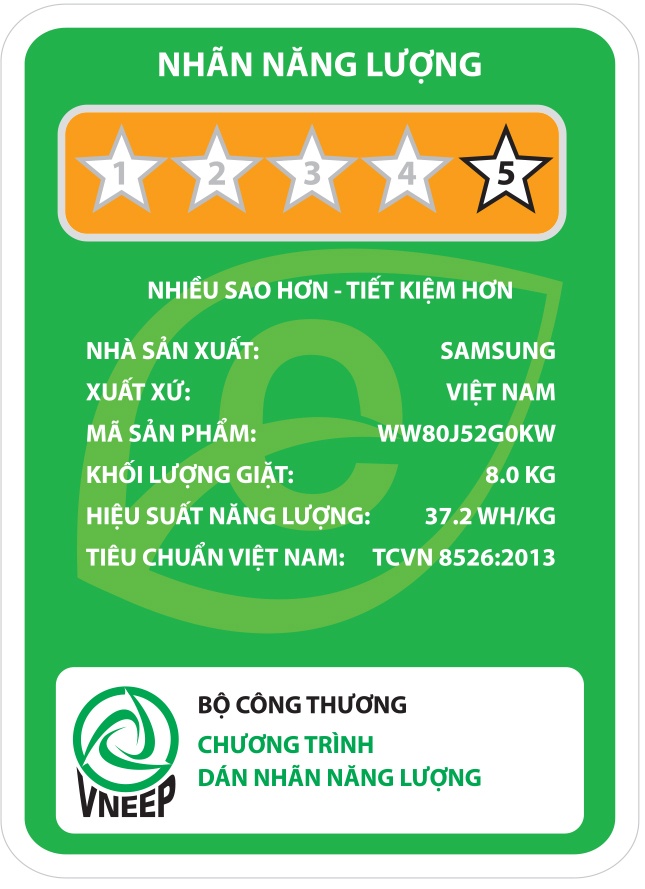 Máy giặt hơi nước 8 Kg Samsung WW80J52G0KW Inverter