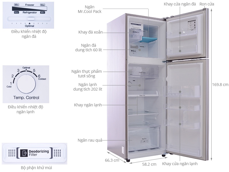 Tủ lạnh Samsung RT25FARBDSA - 264 Lít Inverter