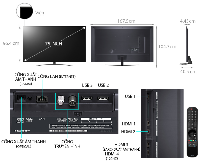 Smart Tivi 4K LG 75 inch 75NANO86TPA NanoCell HDR ThinQ AI