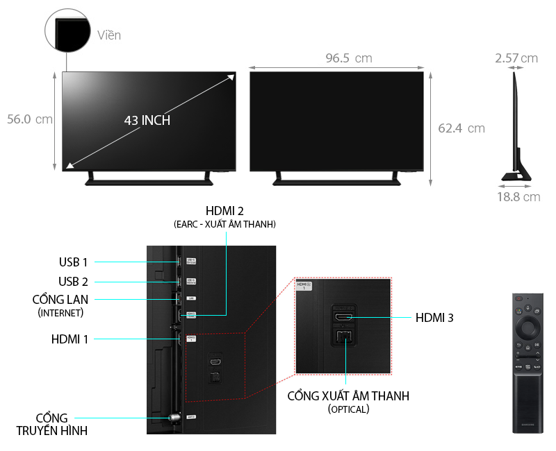 QLED Tivi 4K Samsung 43Q60A 43 inch Smart TV