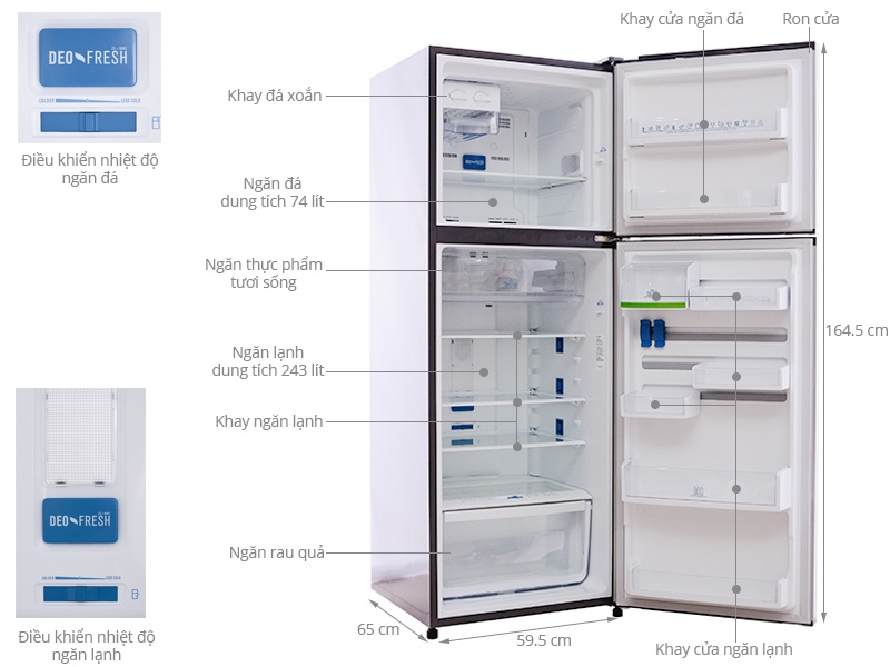 Tủ lạnh ELECTROLUX ETB3200PE - 339 Lít