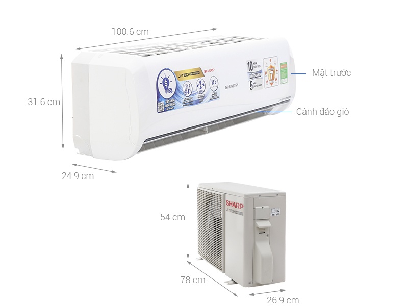 Điều hòa 1 chiều J-Tech Inverter Sharp AH-X18UEW - 18000BTU