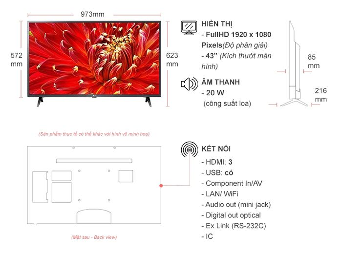 Smart Tivi LED LG 43 inch 43LM6300PTB, Full HD, HDR