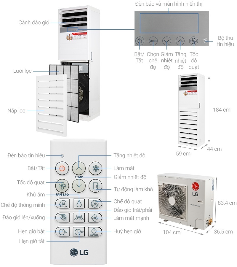 Điều hòa tủ đứng 1 chiều LG APNQ48GT3E3- 48.000BTU Inverter
