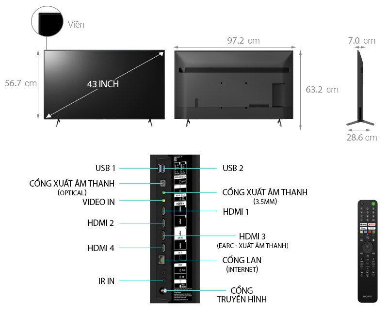Smart Tivi 4K Sony KD-43X80J 43 inch Android TV