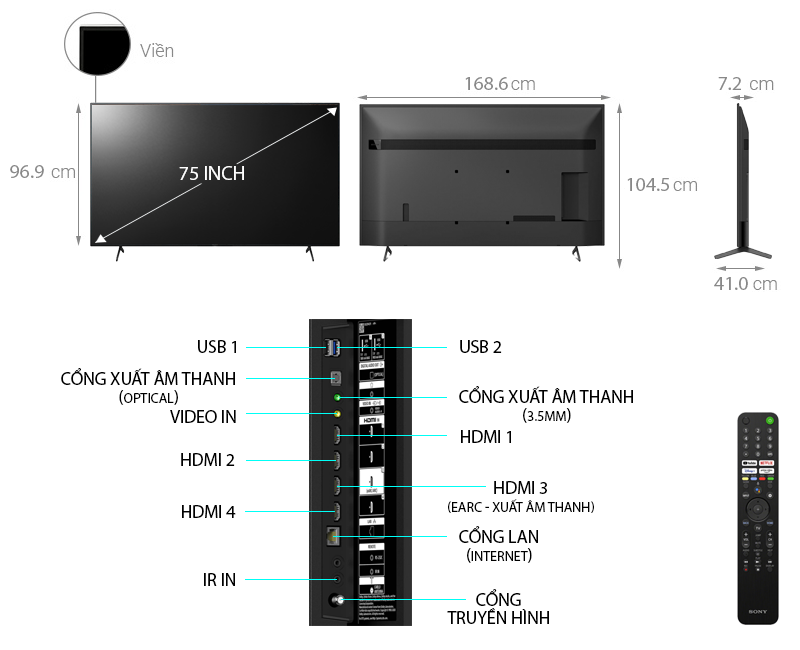 Smart Tivi 4K Sony KD-75X80J 75 inch Google TV