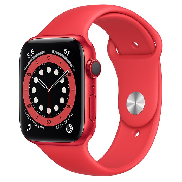 Apple Watch 6 44mm (4G) viền nhôm đỏ - Dây cao su Đỏ Chính hãng (M09C3VN/A)