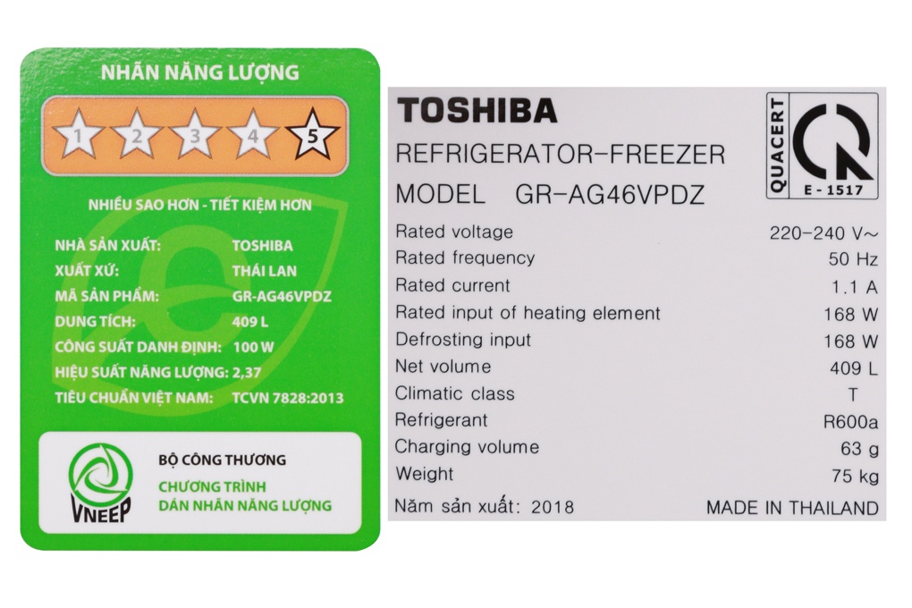 Tủ lạnh Toshiba 409L Inverter GR-AG46VPDZ/XK