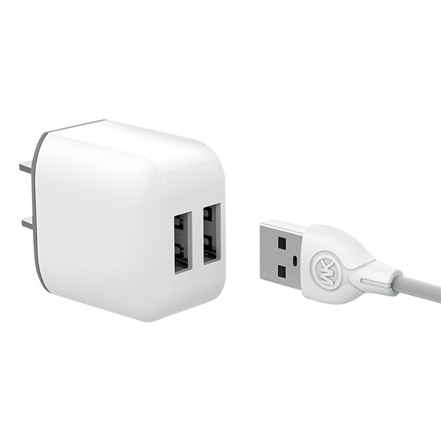 Củ sạc 2 cổng kèm dây lightning rời WK WP-U13