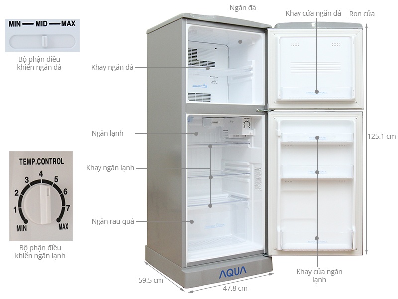 Tủ lạnh Aqua AQR-145AN/VS - 143 Lít