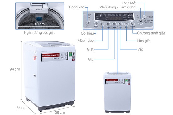 Máy giặt 9.5Kg LG T2395VSPW Smart Inverter