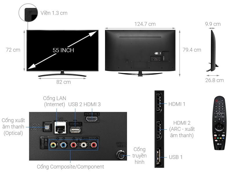 Smart Tivi LG 4K UHD 55 inch 55UM7400PTA AI ThinQ