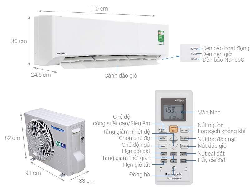 Điều hòa Panasonic 1 chiều N18UKH-8 18.000BTU