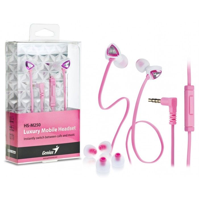 Tai nghe nhét tai HS-M250 (hồng) Genius (Có Micro)