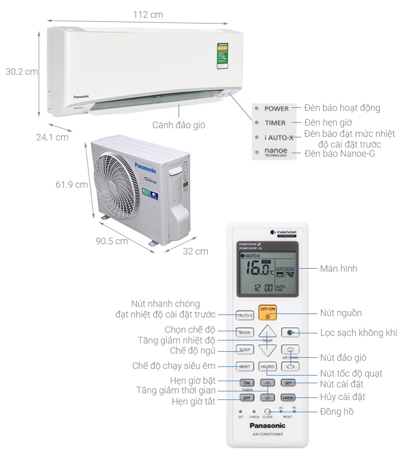 Điều hòa Panasonic 1 chiều Inverter 2HP-18.000BTU CS-XU18UKH-8