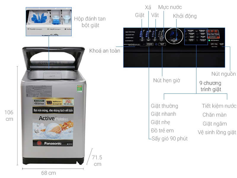 Máy giặt 11.5Kg Panasonic F115V5LRV
