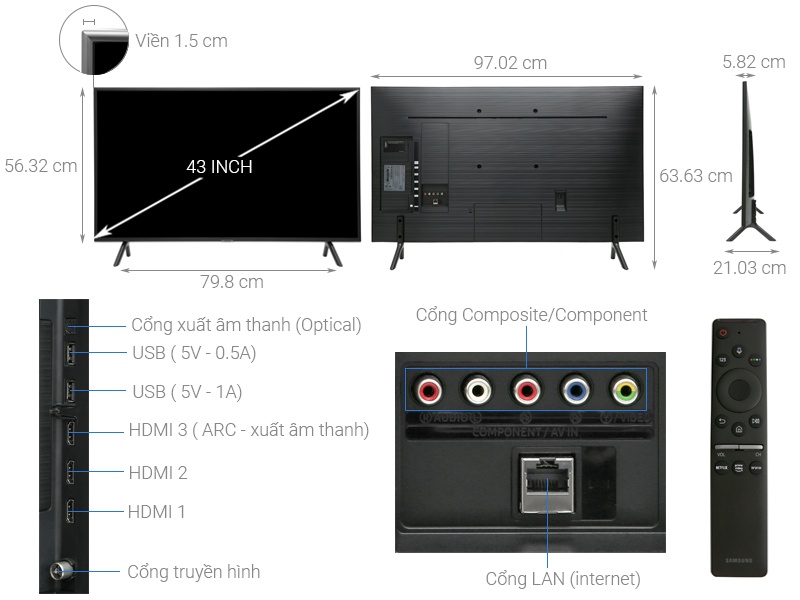 Smart Tivi Samsung 4K 43 inch 43RU7200 UHD