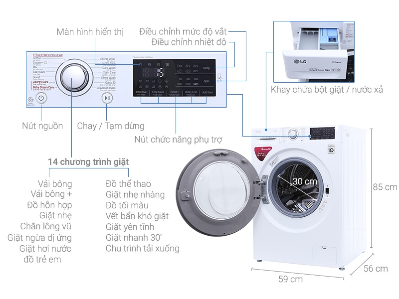 Máy giặt 8Kg LG FC1408S4W1