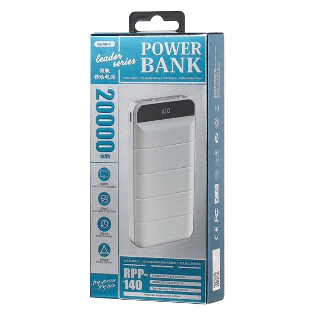 Pin dự phòng Remax Leader Series 2USB 20000mAh RPP-140 (Black/ White)