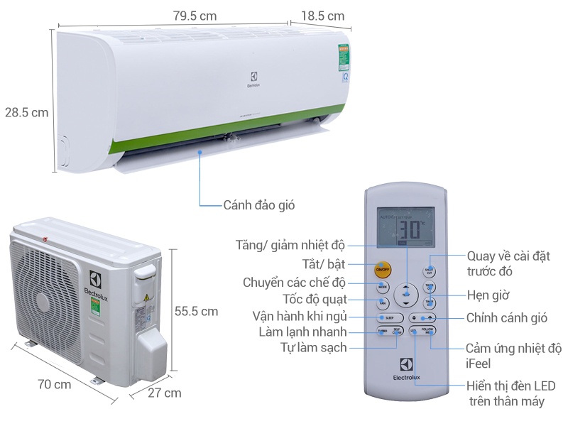 Điều hòa1 chiều Inverter Electrolux ESV12CRK-A1 - 12.000BTU
