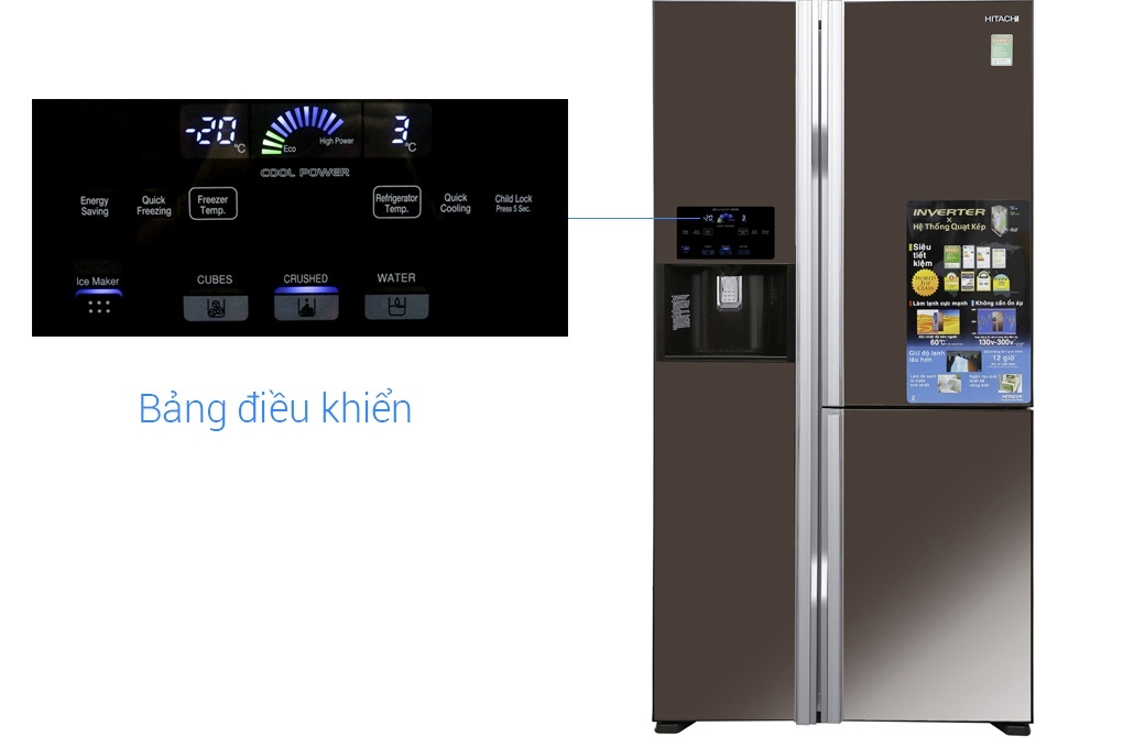 Tủ lạnh SBS 3 cánh HITACHI R-M700GPGV2X (MBW) - 584 Lít (Nâu)