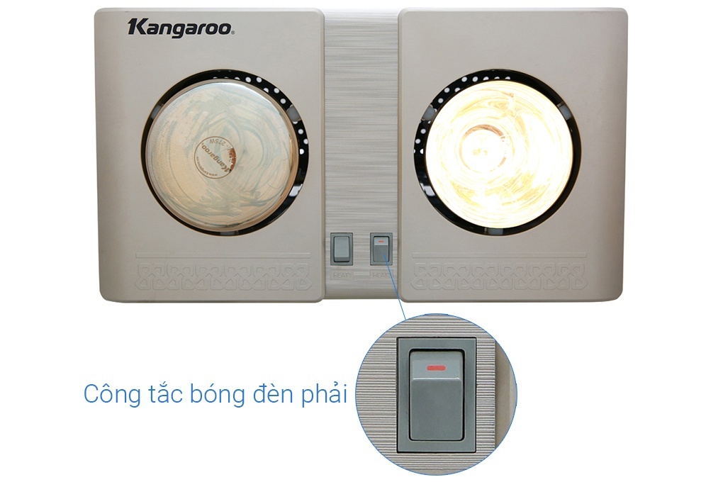Đèn sưởi nhà tắm Kangaroo KG247/247V, 2 bóng