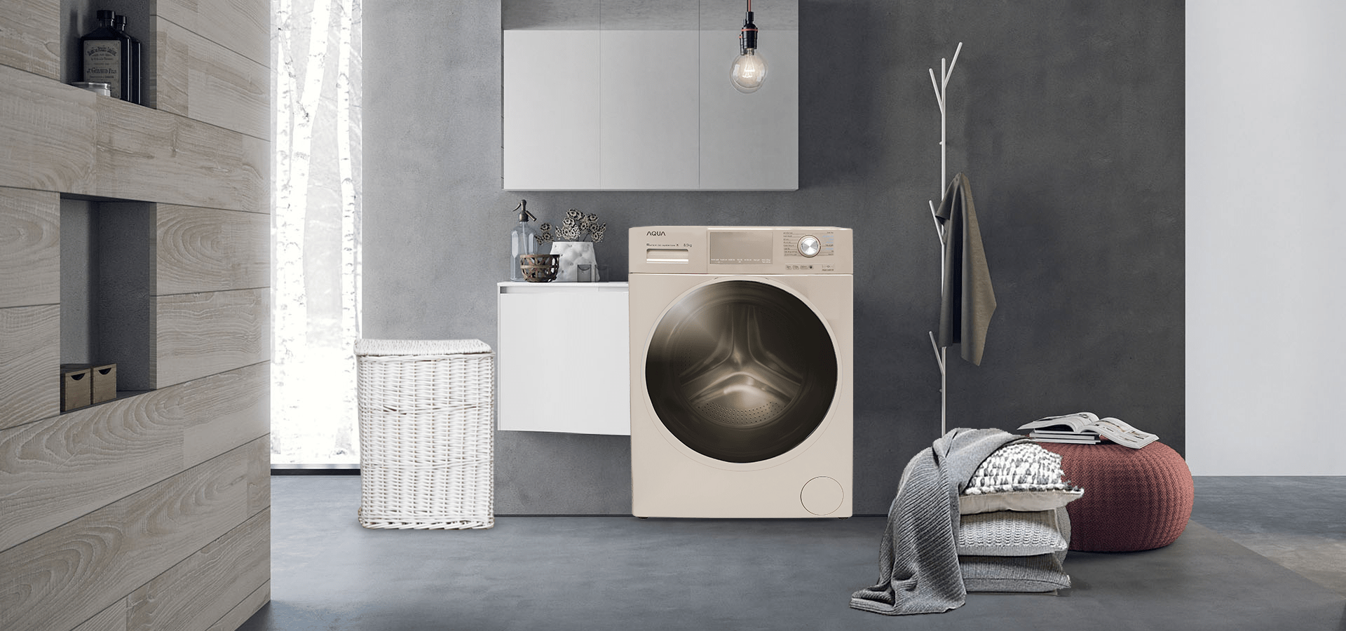 Máy giặt AQUA lồng ngang 8.5kg AQD-D850E.N