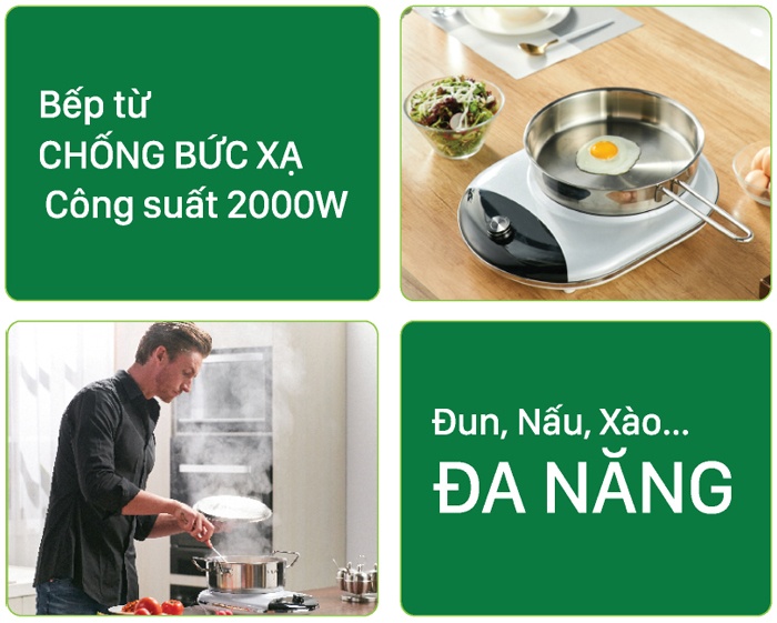 Bếp điện từ đa năng cao cấp COEX CI-3368 Vàng (Kèm nồi lẩu)