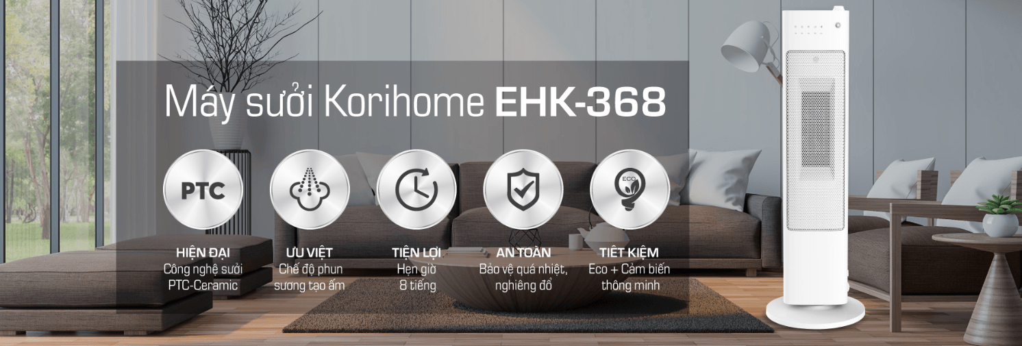 Máy sưởi tháp Korihome EHK-368 2000W