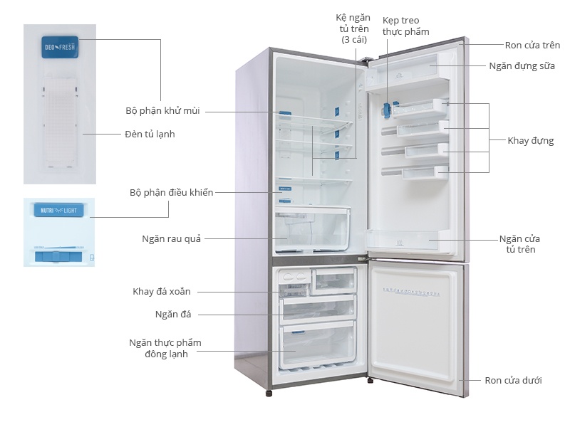 Tủ lạnh 350 Lít Electrolux EBE3500SA -RVN, 2 cửa, ngăn đá dưới
