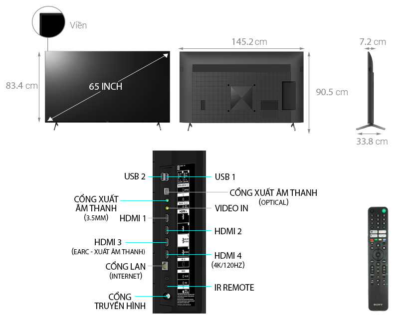 Smart Tivi 4K Sony XR-65X90J 65 inch Google TV