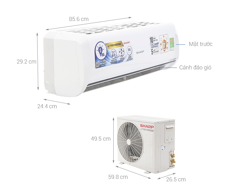 Điều hòa 1 chiều Inverter Sharp AH-X9UEW - 9.000BTU