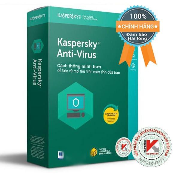 Phần mềm diệt Virus Kaspersky Anti-Virus for 1 user 1 năm có hộp