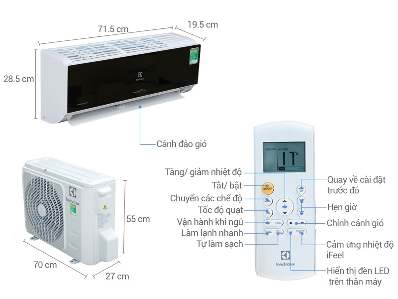 Điều hòa 1 chiều Inverter Electrolux ESV09CRK-A1 - 9.000BTU