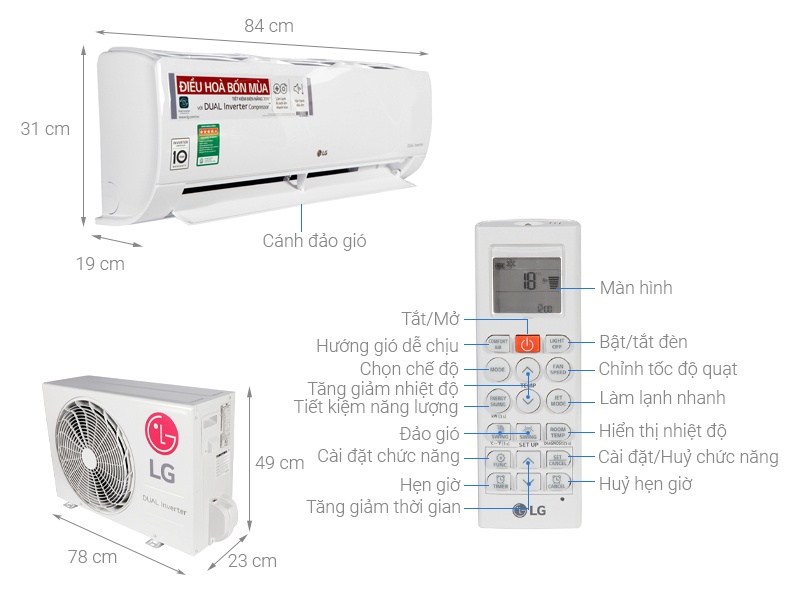 Điều hòa LG Inverter 2 chiều 9000BTU (1HP) B10END DUALCOOL