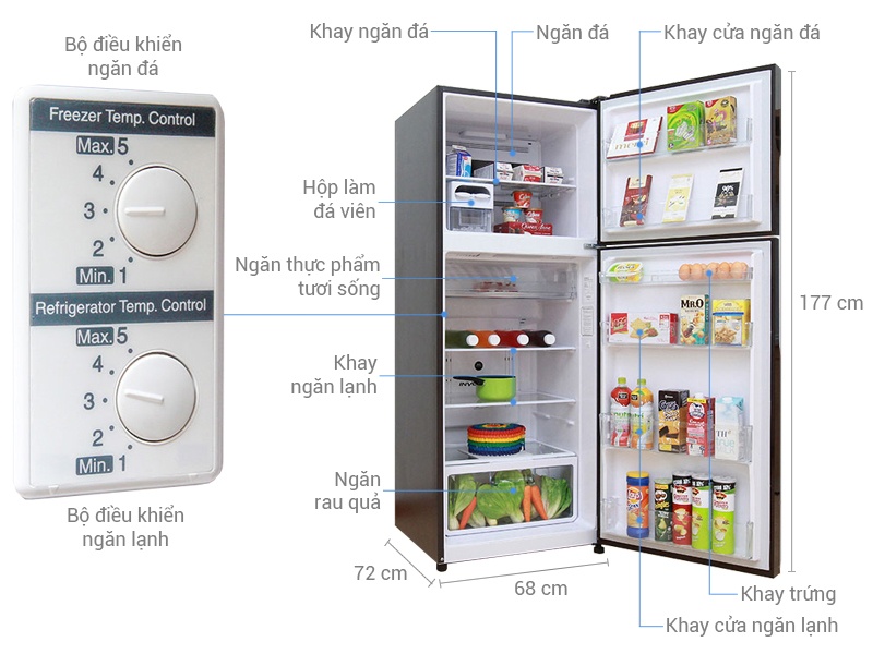 Tủ lạnh Hitachi R-VG470PGV3 (XGR) - 395L Inverter