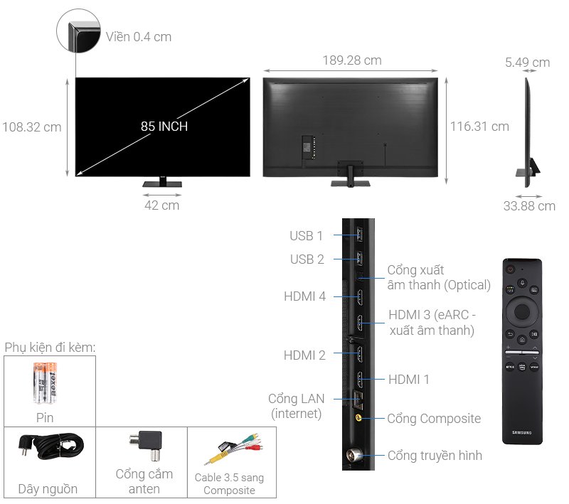 QLED Tivi 4K Samsung 85Q80T 85 inch Smart TV