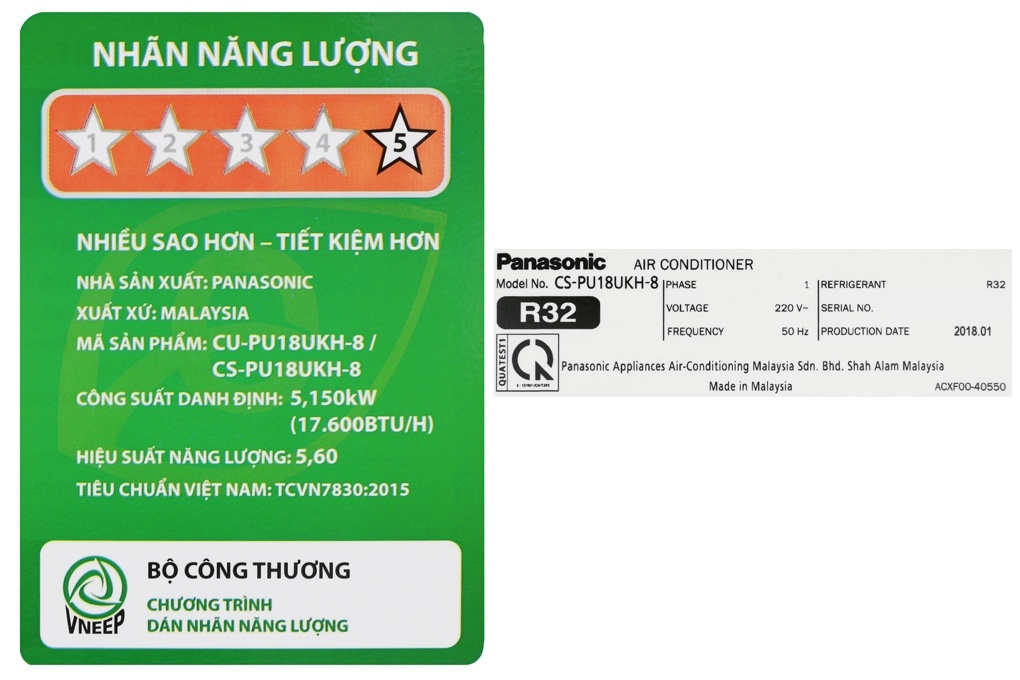 Điều hòa Panasonic 1 chiều inverter PU18UKH-8 18.000BTU