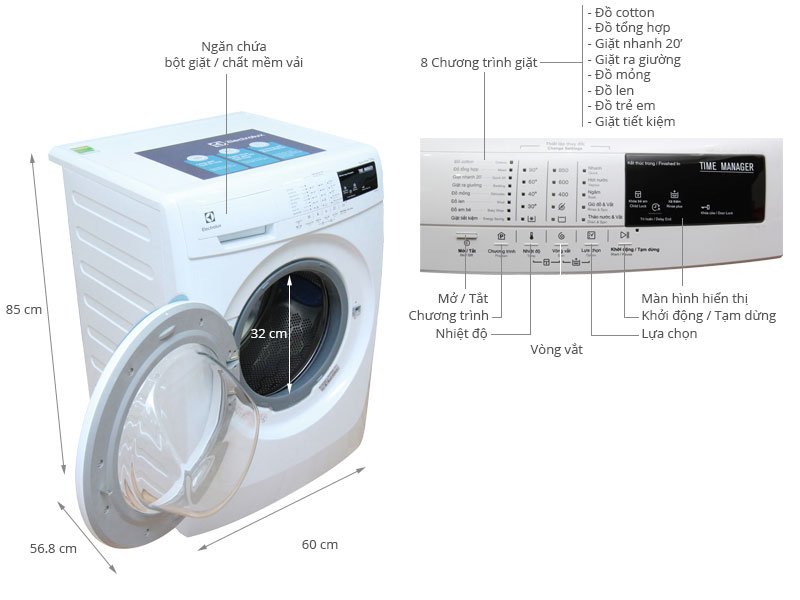 Máy giặt Inverter 8kg Electrolux EWF12844