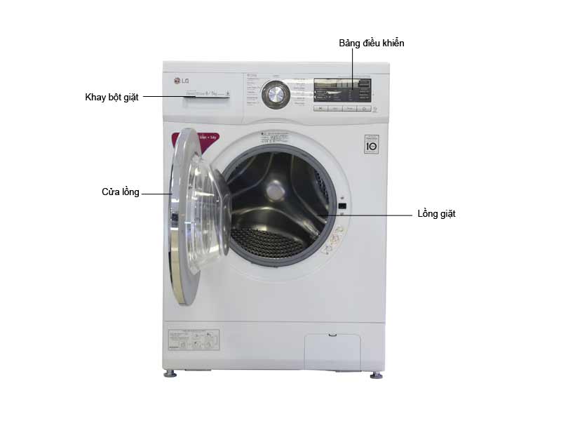 Máy giặt 8 Kg LG F1408DM2W1, Inverter, có sấy 5 Kg