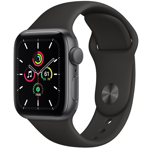 Apple Watch SE 40mm (GPS) viền nhôm xám - Dây cao su Đen Chính hãng (MYDP2VN/A)