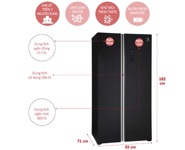 Tủ lạnh Electrolux SBS ESE6201BG - 620L Inverter