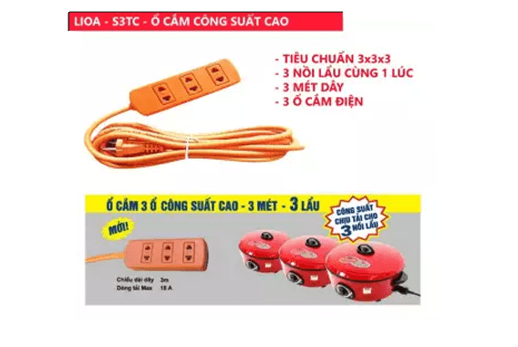 Ổ cắm Lioa công suất cao 3.300w 3m S3TC
