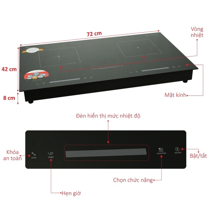 Bếp điện đôi JUNGER ID-16 3400W (Nhập khẩu ThaiLan)