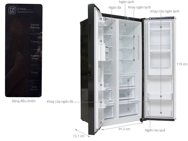 TỦ LẠNH SBS LG GR-R267LGK 679 Lít