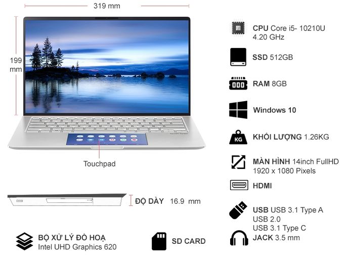 Laptop ASUS UX434FAC-A6116T
