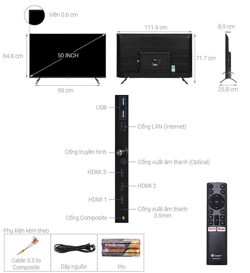 Smart Tivi Casper 4K 50 inch 50UG6100 Android TV