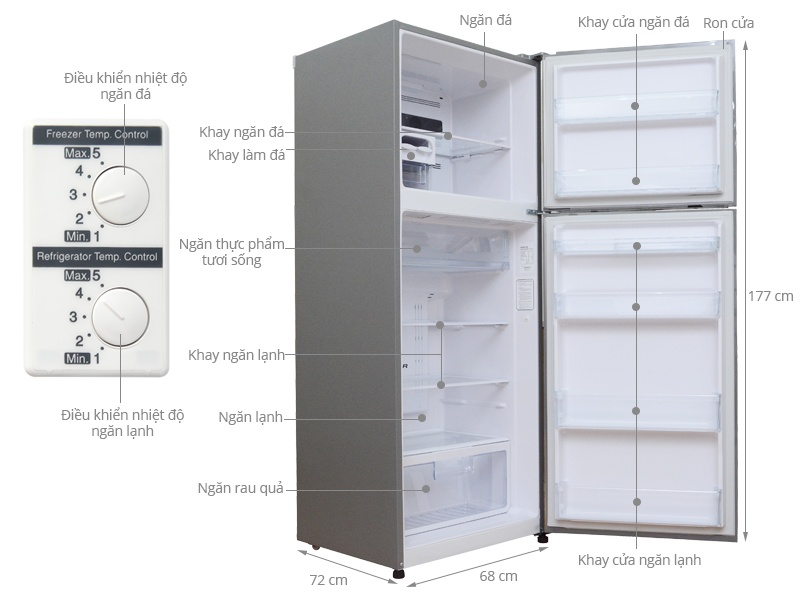 Tủ lạnh Hitachi V470PGV3 ( INX) - 395 Lít