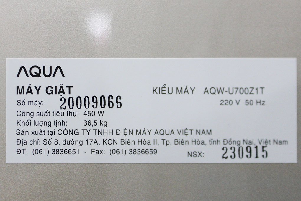 Máy giặt 7 Kg Aqua AQW-U700Z1T lồng đứng